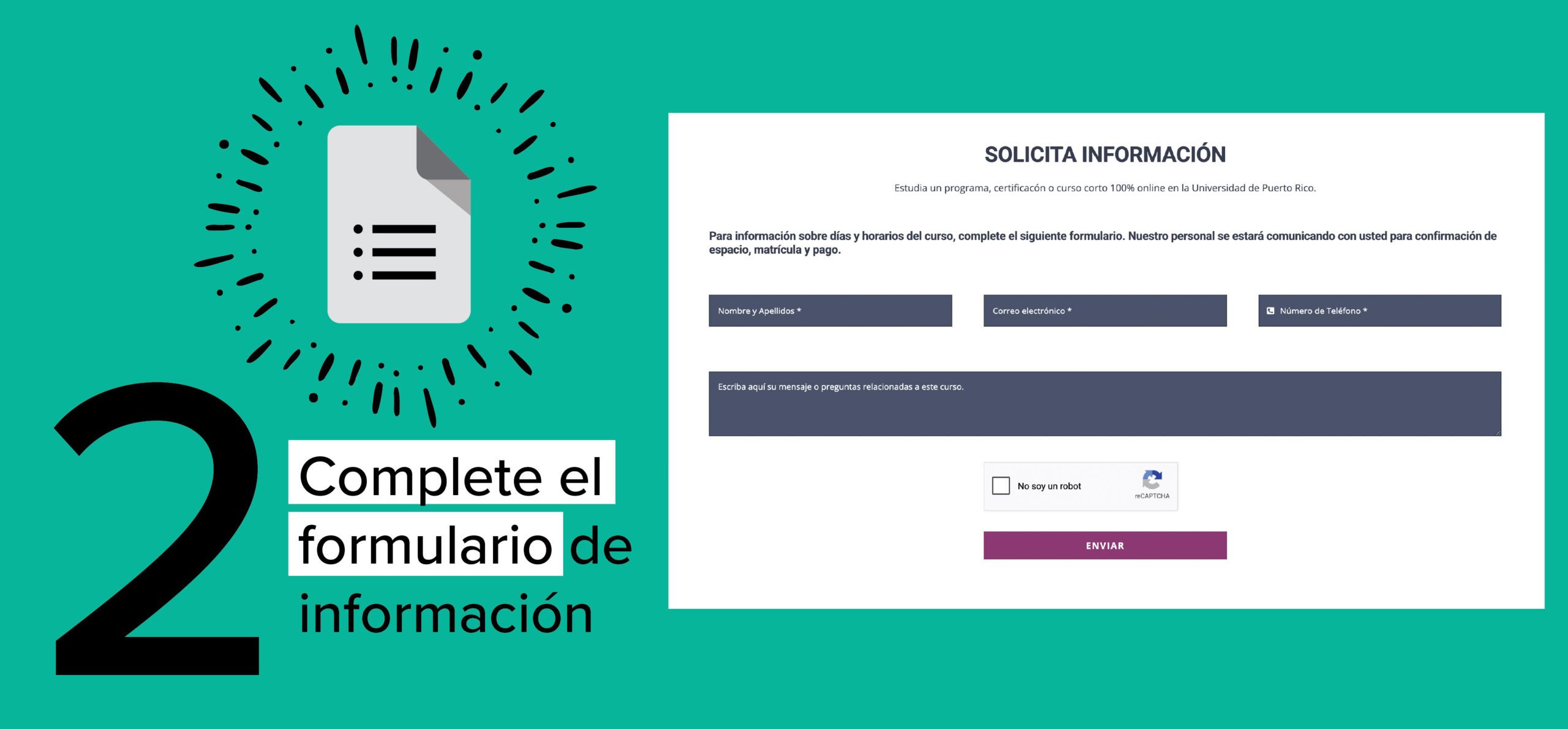 2. Complete el formulario de información